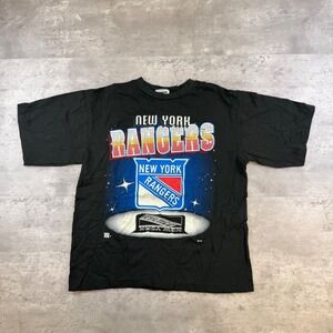 Vintage New York Rangers Team Rated Black Graphic T-Shirt NHL Youth Large 14-16